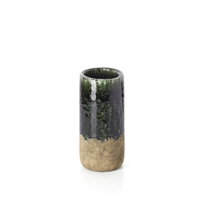 Cylindervase i stentøj, betongrøn - M