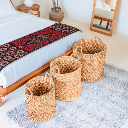 Round woven jute laundry basket Ø40 cm – brown, 45 cm tall