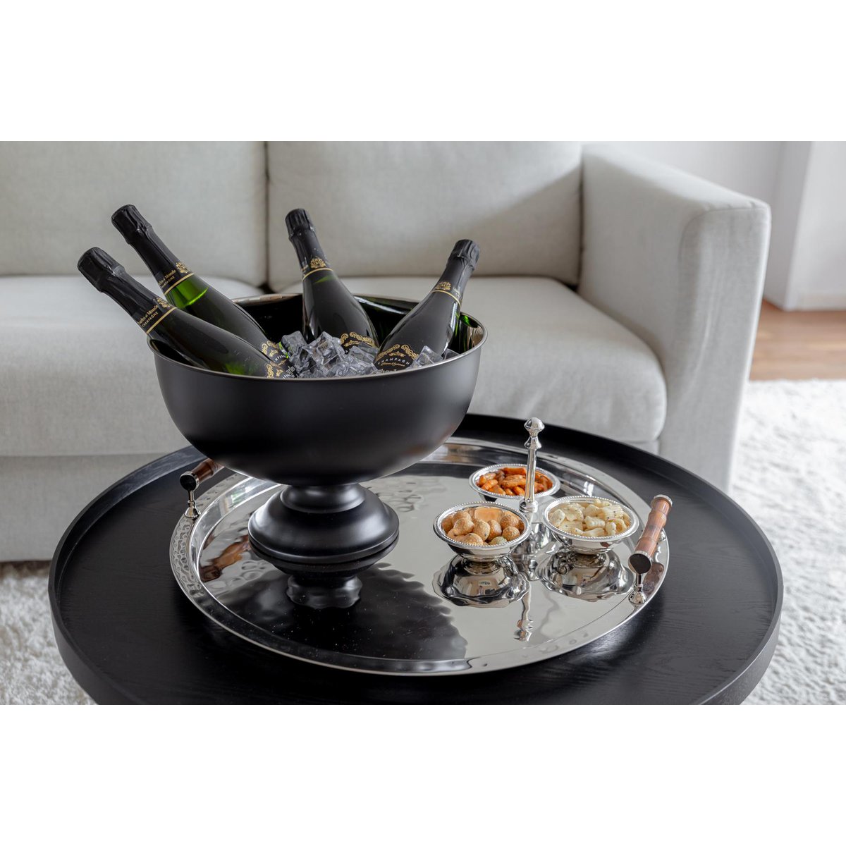 Matt black champagne cooler with stainless steel interior, ø 36 cm – 1