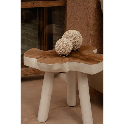 Organisk træ sidebord 45×40 cm - naturhvid, Indonesien