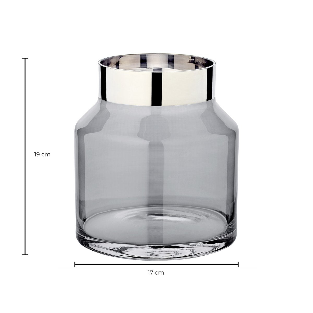 Crystal glass vase Gabi with platinum rim - 19 cm
