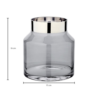 Crystal glass vase Gabi with platinum rim - 19 cm