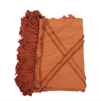 Cotton bed throw 300×240 cm – terracotta, Berber pattern