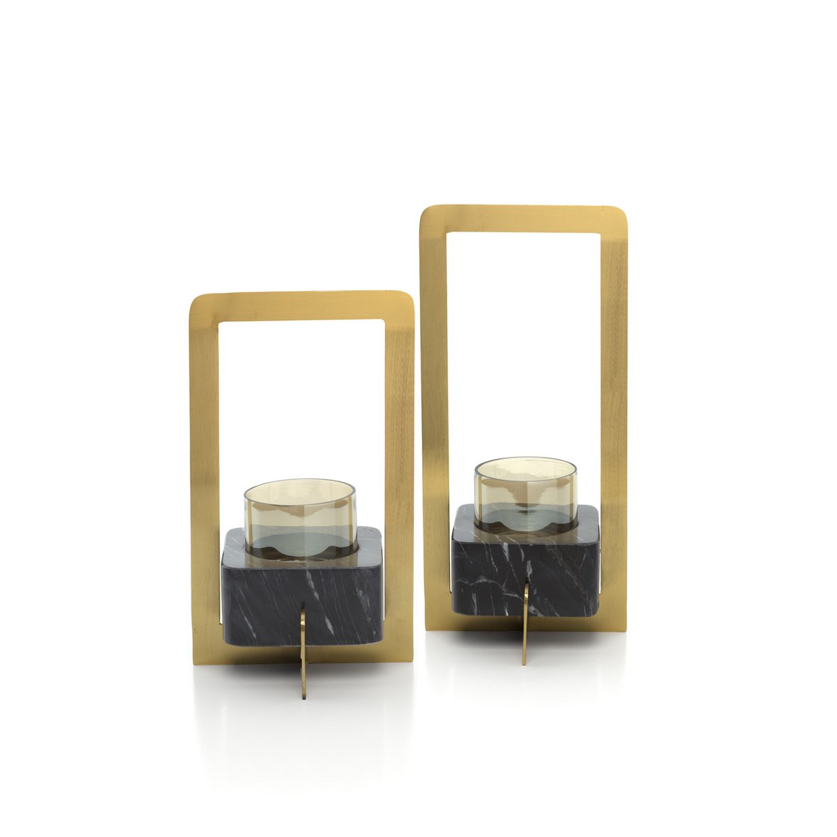 Marbre d'Or candle holder, recycled glass & aluminum - M