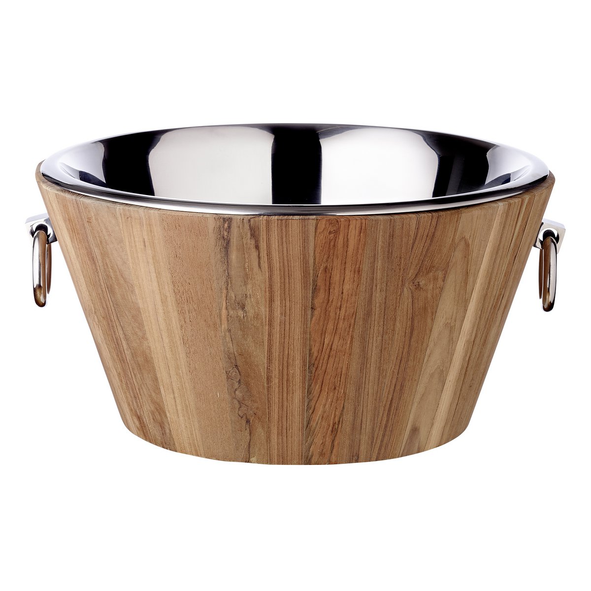 Teak and stainless steel champagne cooler Santiago, 23 cm - polished