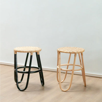 Rattan-Hocker KOLAKA Natur Ø35 cm - dreibeiniger geflochtener Sitz