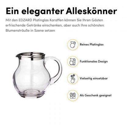 Kristallkaraffe Olivia 1,0 L – Platinrand, mundgeblasen