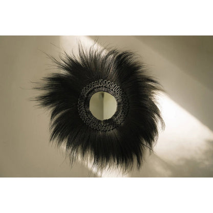 Round mirror with grass frame, 100 cm - Black