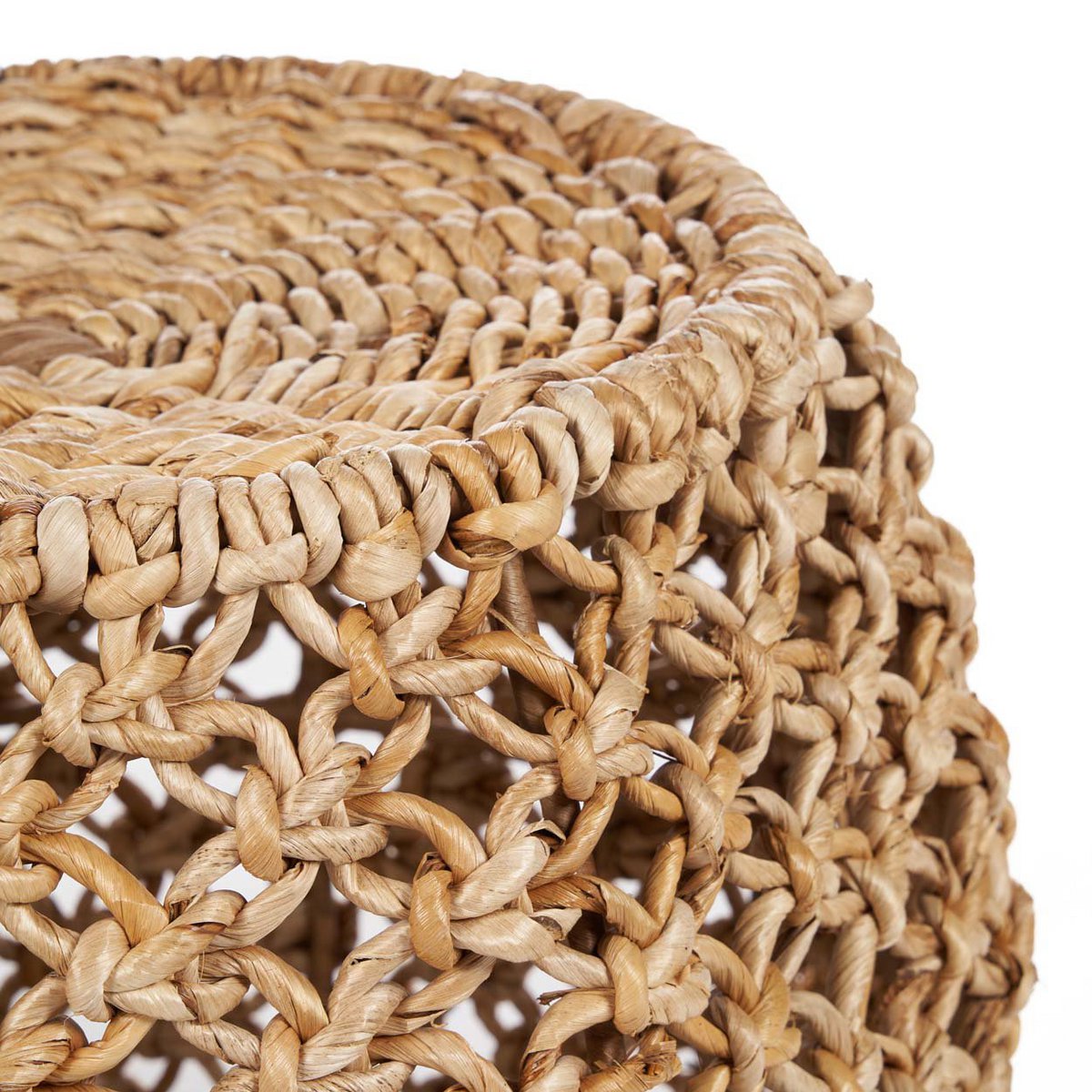 Taburet af palmefibre og træ, 49 × 45 cm - Natur