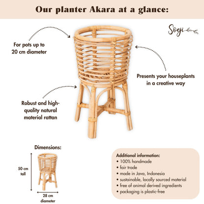 Pflanzenständer Rattan AKARA – 28 cm Durchmesser, 50 cm hoch