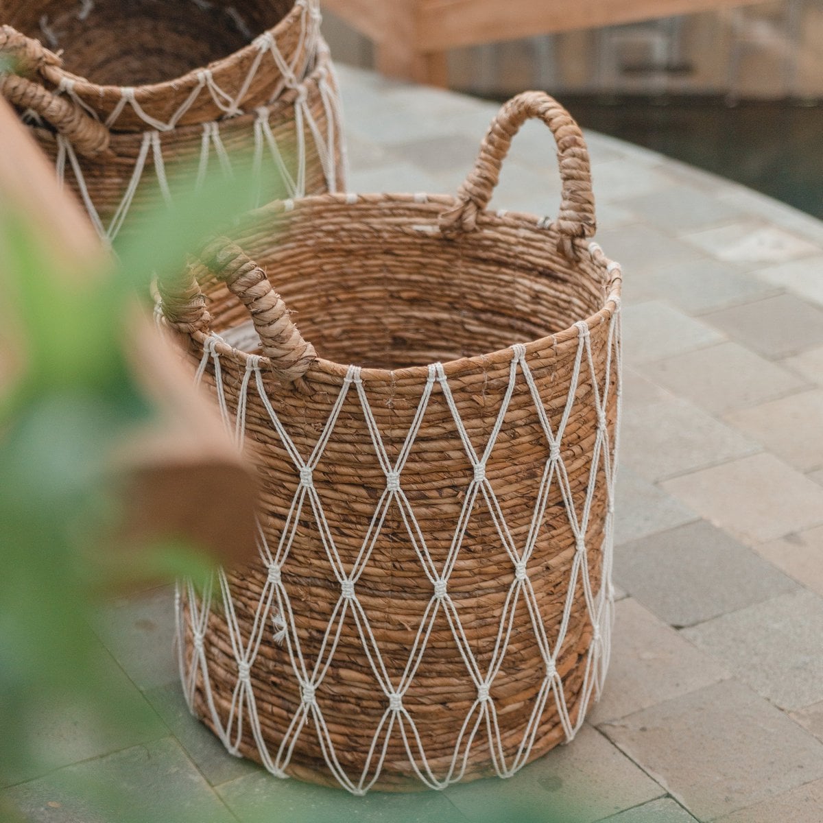 Wäschekorb Gariau L – 44 × 40 cm, weiß & beige
