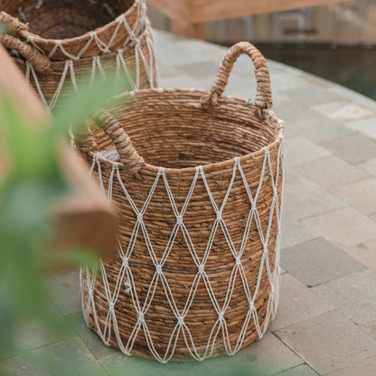 Wäschekorb Gariau L – 44 × 40 cm, weiß & beige