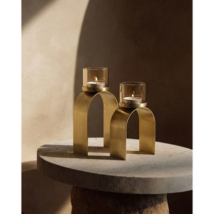 Teelichthalter-Set aus Messing, gold – 29 cm