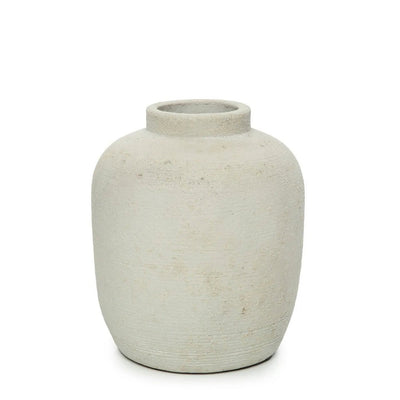 Terrakotta vase, rund - 22 cm, hvid