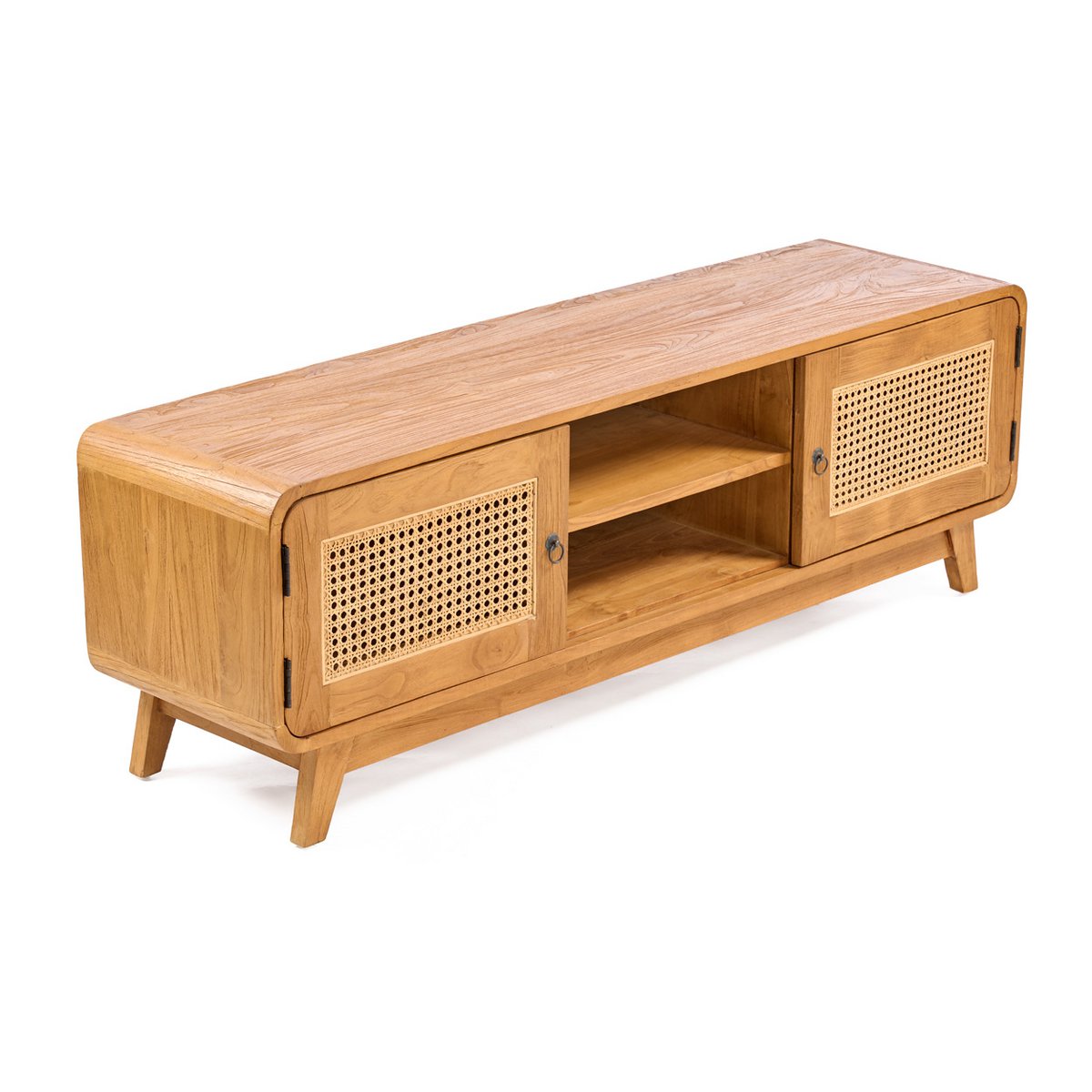 TV-møbel i teak og rattan, 150 cm – midcentury
