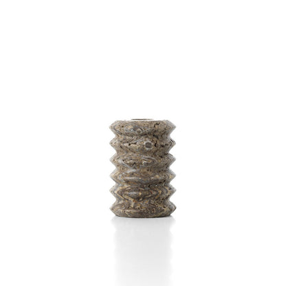 Travertine Ripple taper candle holder, small - hand-carved