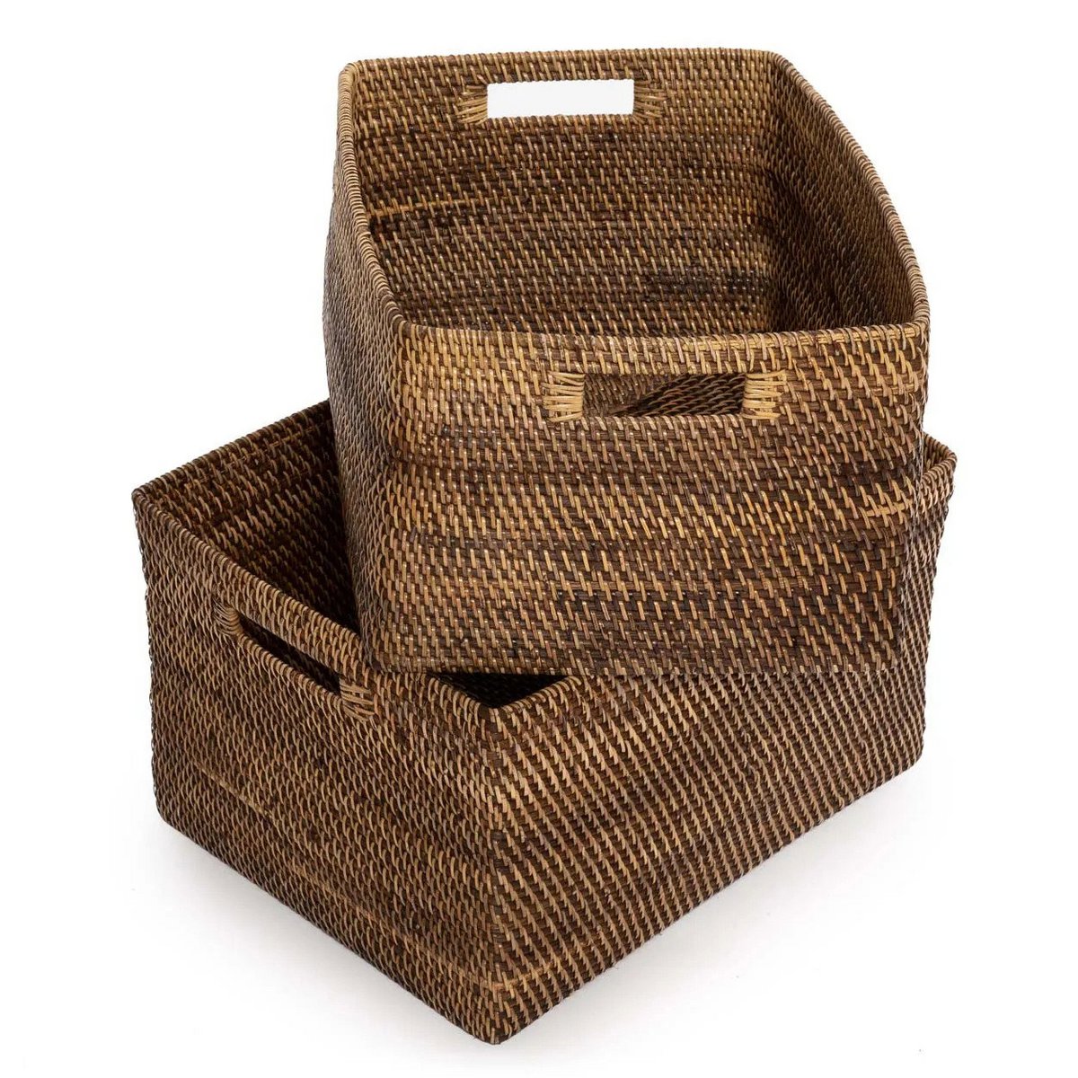 Rattan-Zeitschriftenkorb 46 × 36 × 23 cm – naturfarben, rechteckig