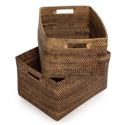 Rattan-Zeitschriftenkorb 46 × 36 × 23 cm – naturfarben, rechteckig