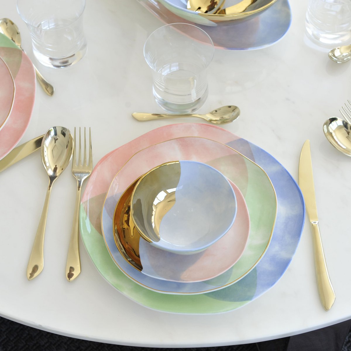 Besteck-Set aus Edelstahl, 24-teilig – champagnerfarben