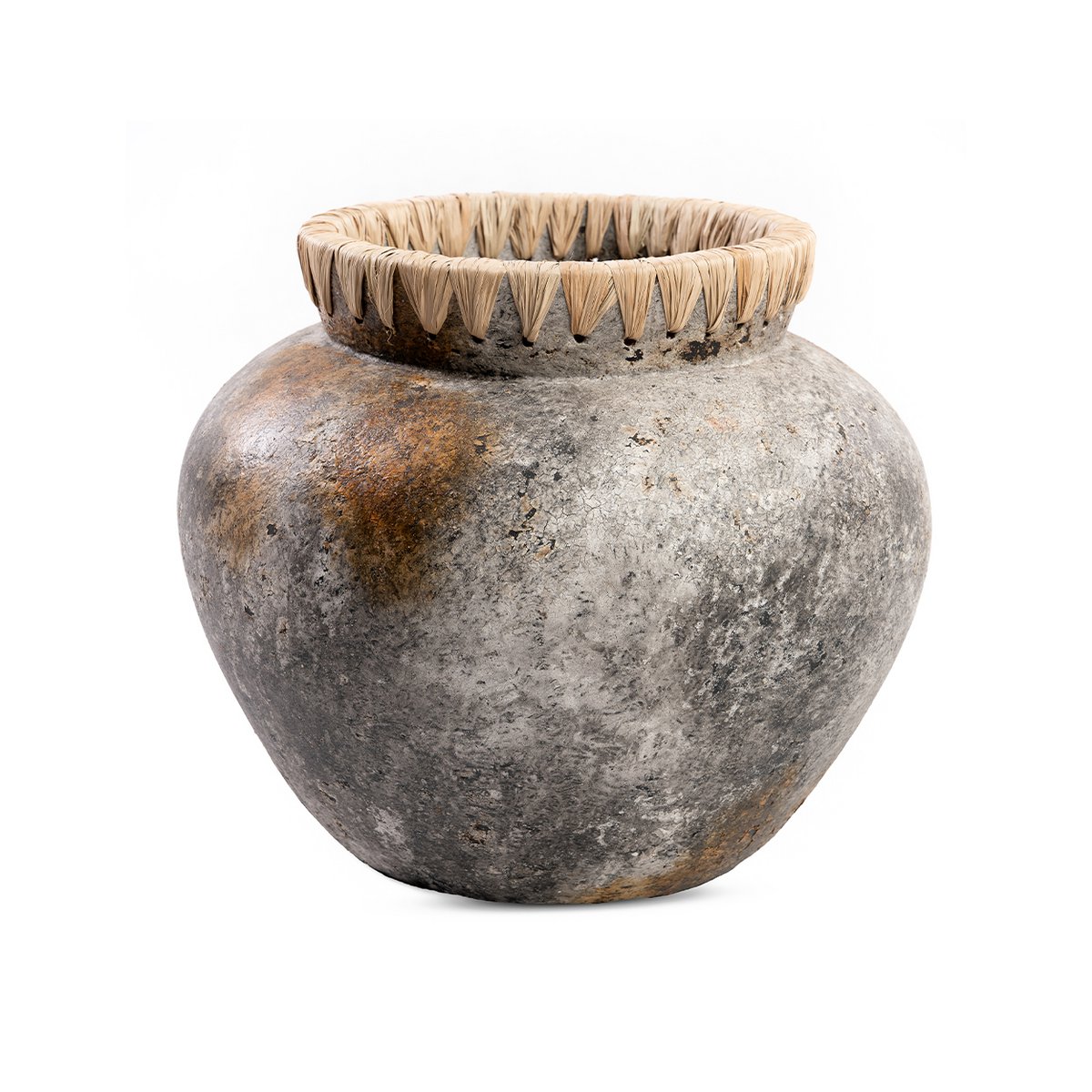 Terrakotta-Vase 27 cm – Antikgrau, Indonesien