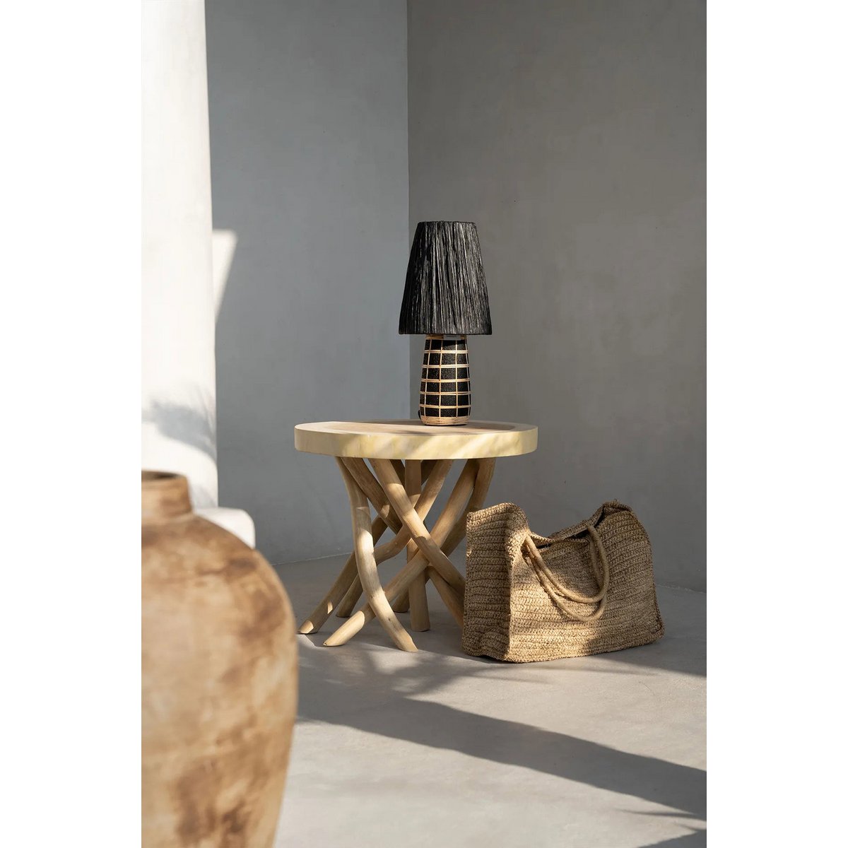 Teak side table, 60 cm - branch base