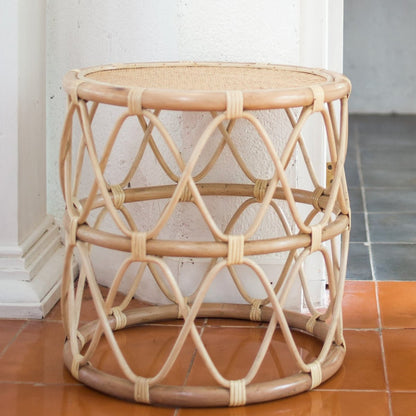 Runder Rattan-Beistelltisch, Ø 45 cm × 45 cm hoch – handgefertigt