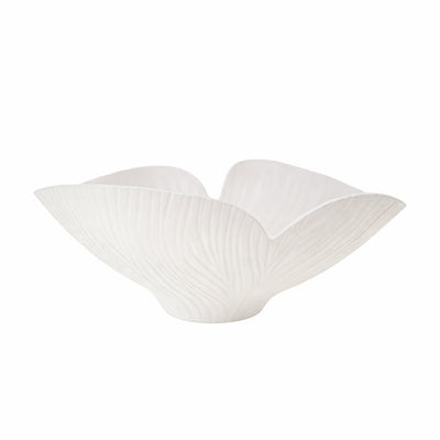 Keramik-Servierschale, matt beige mit Blumenmuster, 41cm