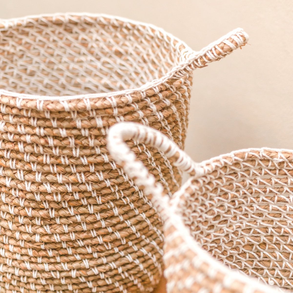 Jute & cotton round laundry basket M – 30 × 34 cm