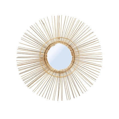 Rattan Wandspiegel, 80 cm – rund, tropisches Geflecht