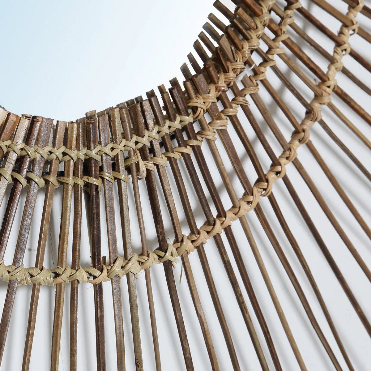 Rattan Wandspiegel, 80 cm – rund, tropisches Geflecht