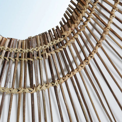 Rattan Wandspiegel, 80 cm – rund, tropisches Geflecht