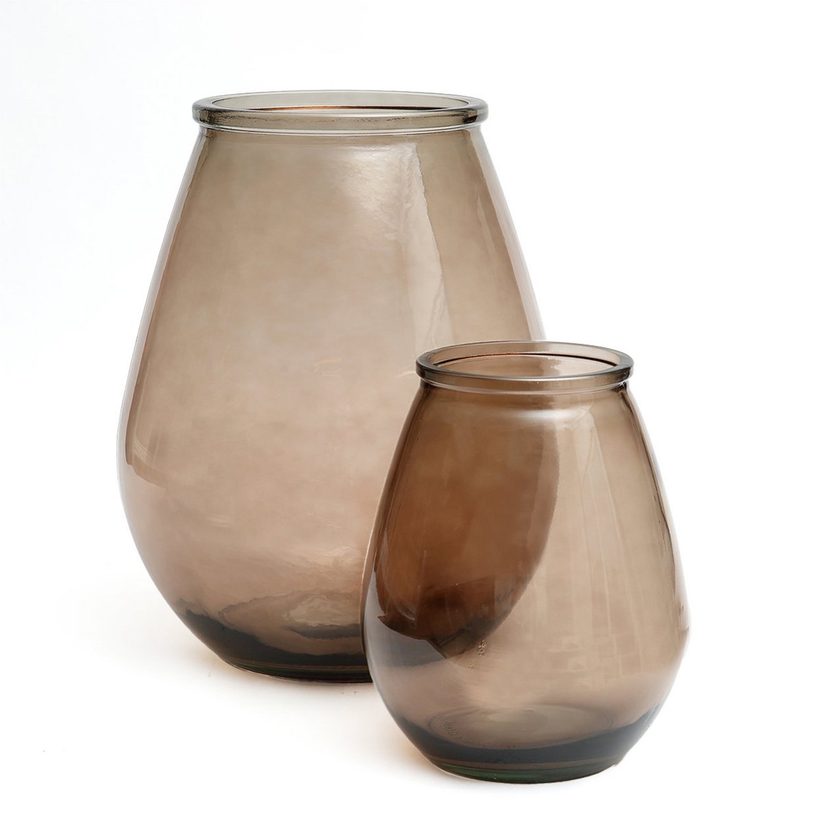 Genanvendt glasvase, mellem - beige, stor