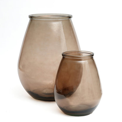 Genanvendt glasvase, mellem - beige, stor