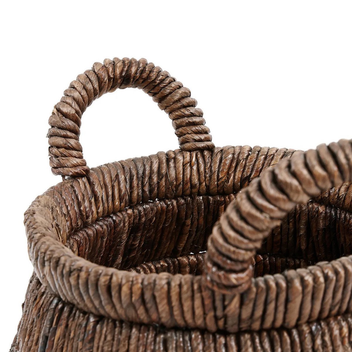 Palm-leaf storage basket - round woven design
