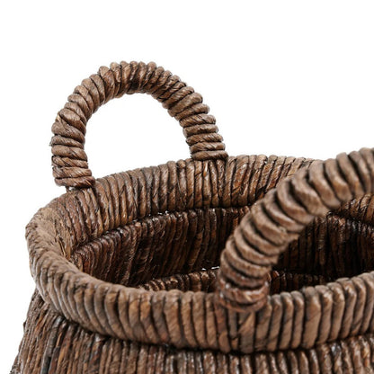 Palm-leaf storage basket - round woven design