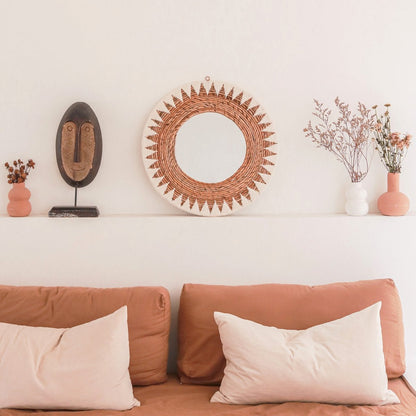 Woven cotton cord round wall mirror 60 cm AWAN