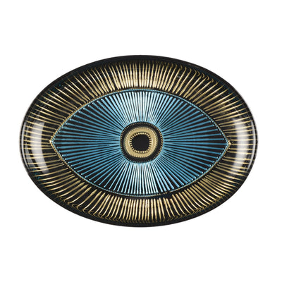 Gläserne, ovale Tasse mit Goldverzierung, 22 × 15 cm