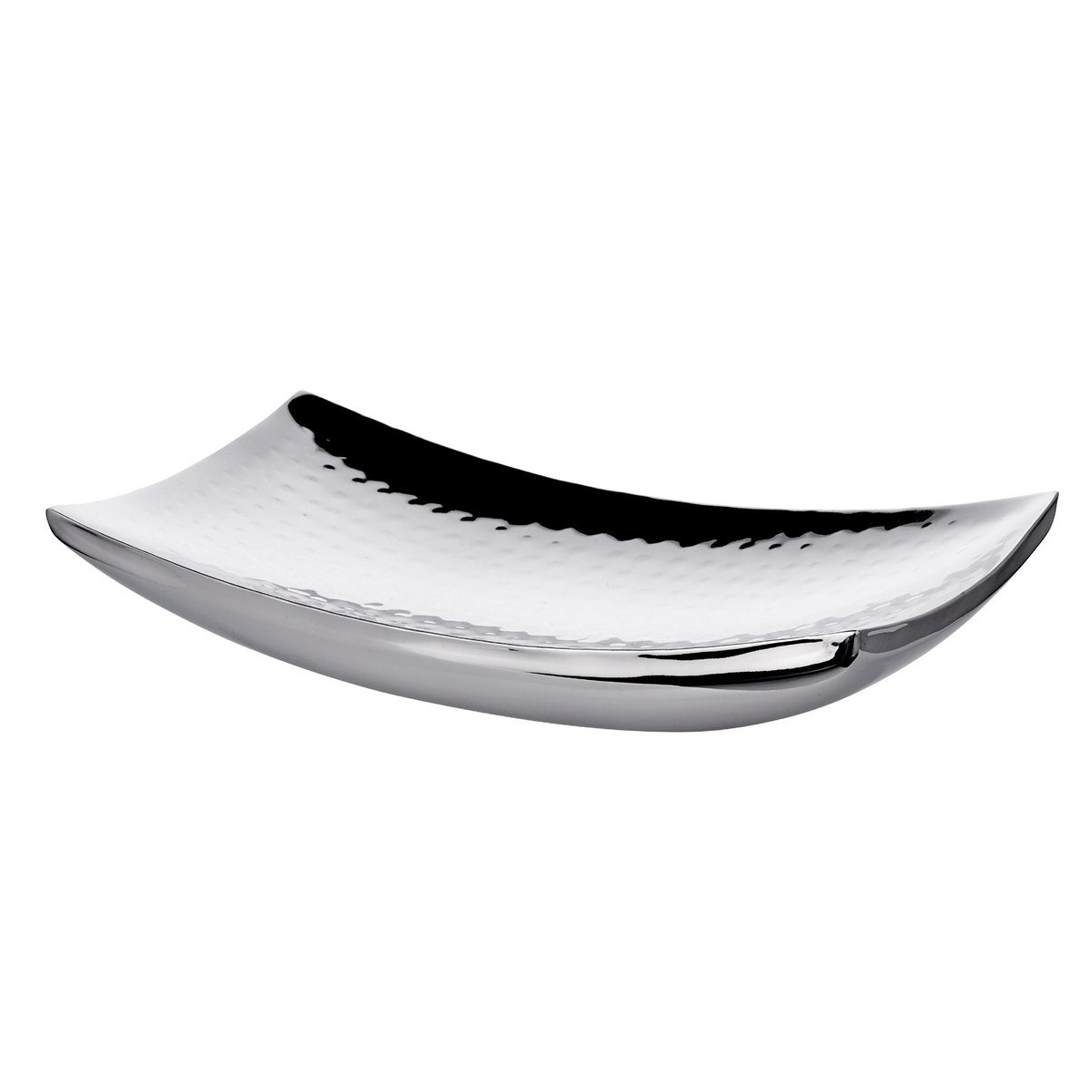 Hamret skål i rustfrit stål 30 × 18 cm - blomsterform