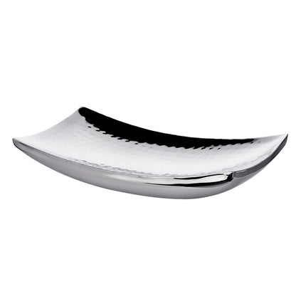 Hamret skål i rustfrit stål 30 × 18 cm - blomsterform