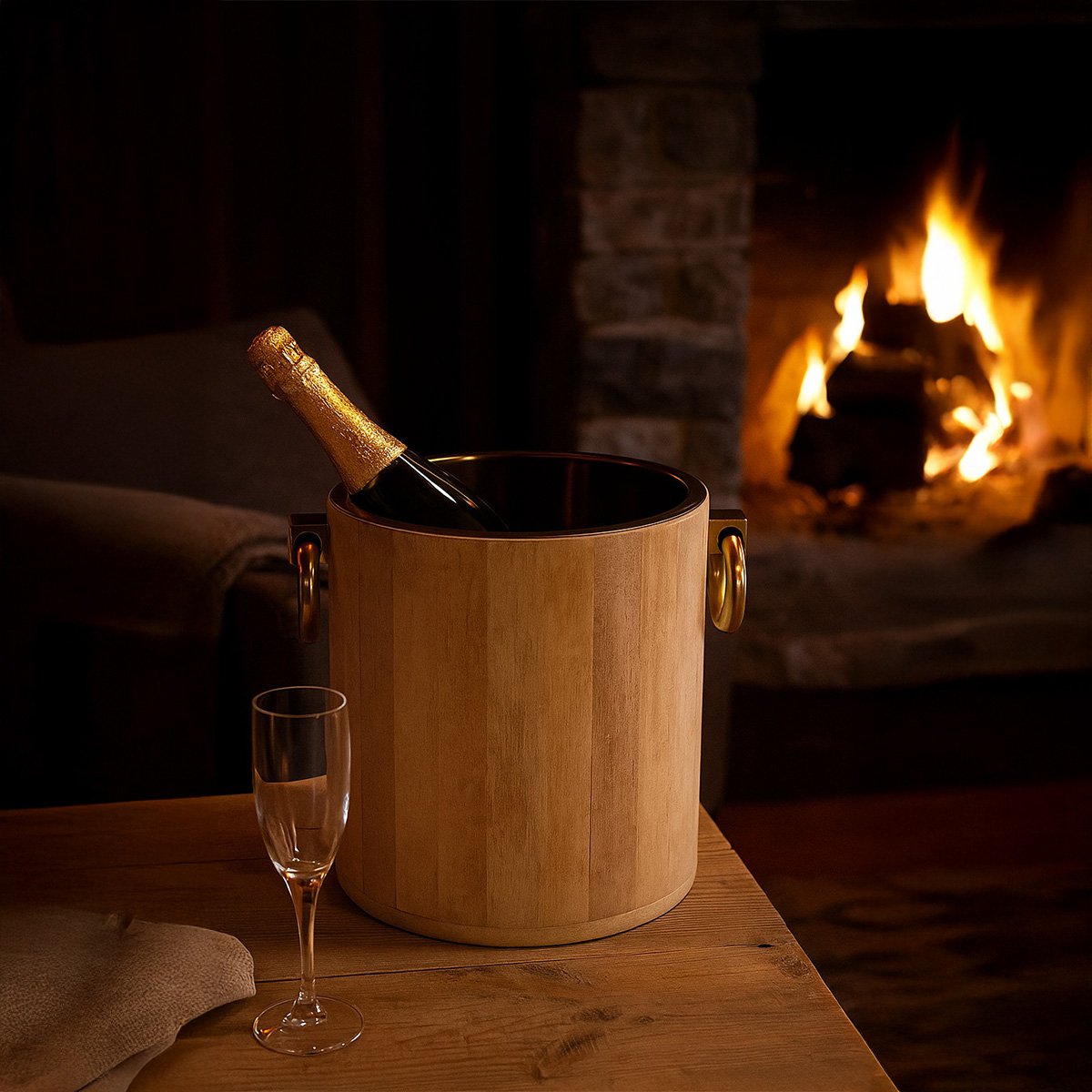 Gold and white metal champagne bucket 25×30×28 cm
