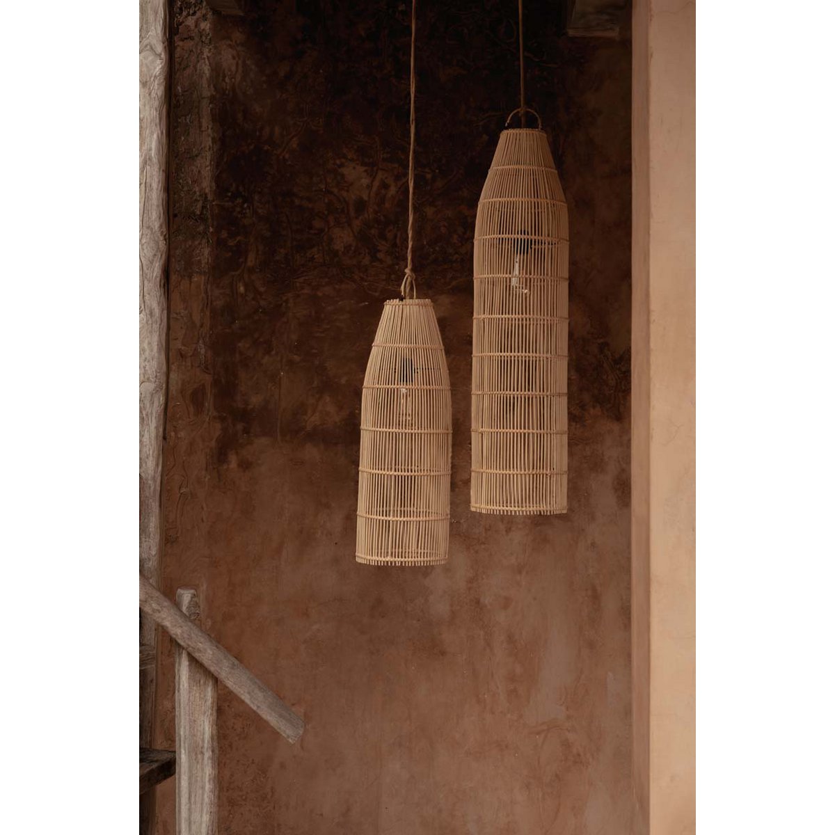 Rattan Pendelleuchte, Ø 62 cm – Flechtwerk Fischreuse, natur