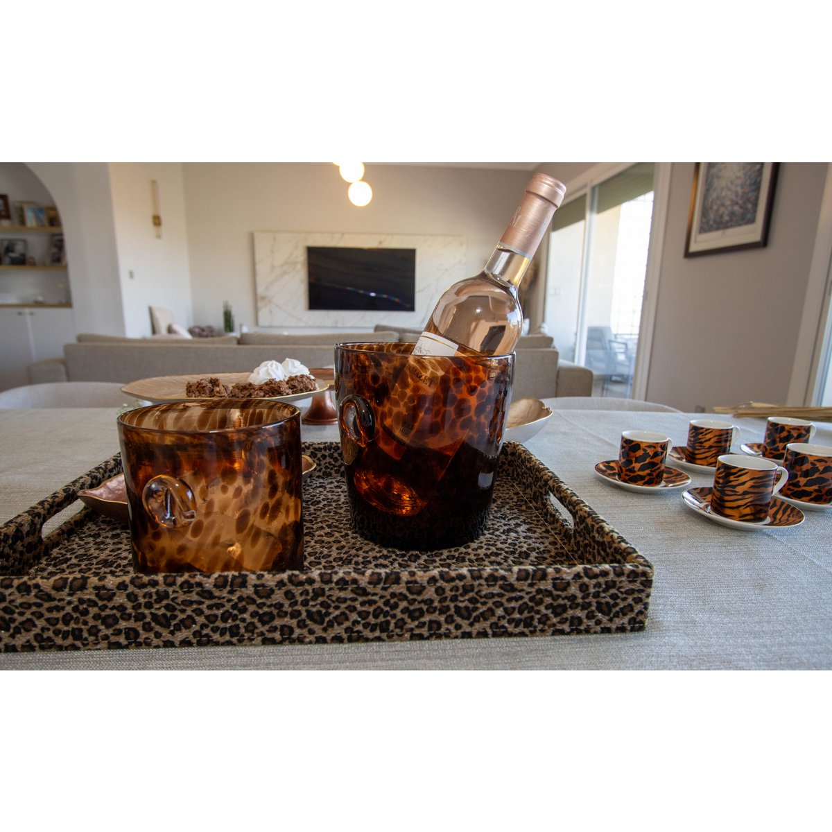 Glass champagne bucket, brown - 15×18cm