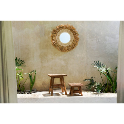 Reclaimed teak stool, four-leg - 39×30cm L