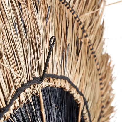 Palm leaf round wall deco, natural black - 110 cm