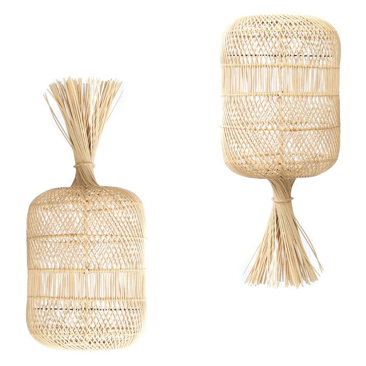 Rattan-Lampenschirm 65 cm – geschwungenes offenes Geflecht, natur