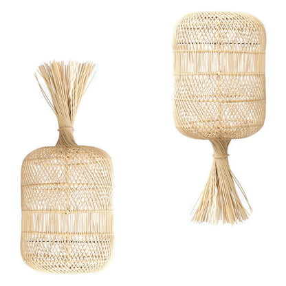 Rattan-Lampenschirm 65 cm – geschwungenes offenes Geflecht, natur