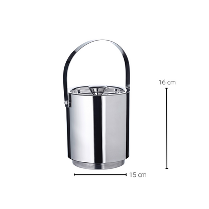 Isspand i rustfrit stål, 15 cm med låg, si og tang - 8 timers isolering