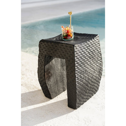 Træskammel 38×47 cm – sort finish, fremstillet i Indonesien