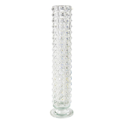 Slebet krystalvase 10 × 10 × 39 cm - hvid