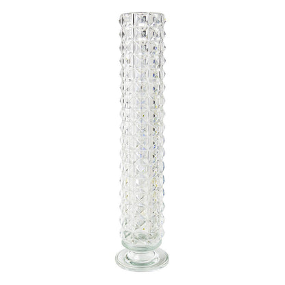 Slebet krystalvase 10 × 10 × 39 cm - hvid